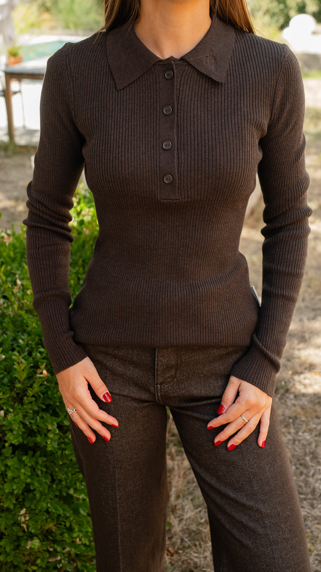 Polo en maille chocolat ANGELO