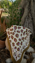 Petit foulard LÉOPARD écru et kaki